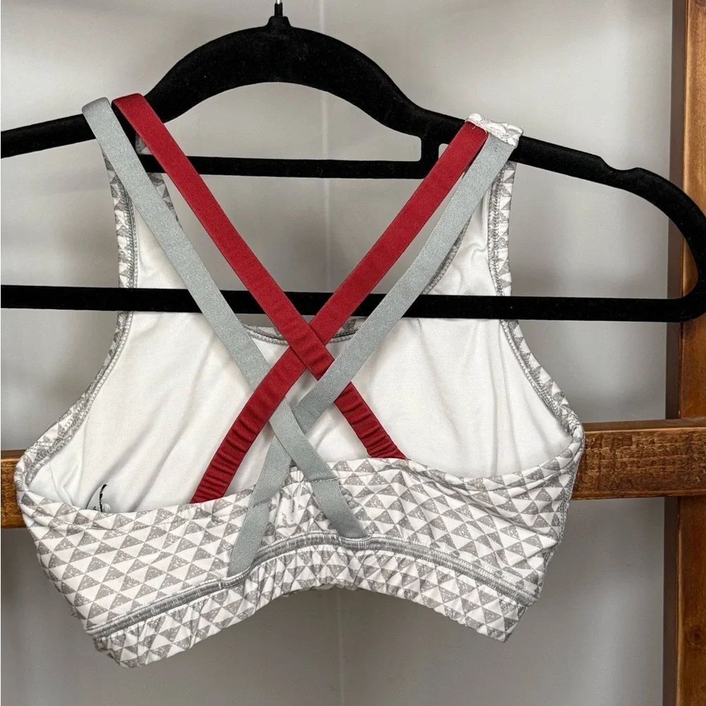 Varsity Gray and Red Sports Bra